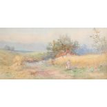 19th-20th Century English School. A Mother and Child on a Path, Watercolour, Indistinctly Signed,