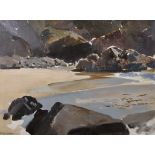 Harry Watson (1871-1936) British. 'Bedruthan Steps, Cornwall', Oil on Board, Signed "Henry