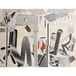 George Hooper (1910-1994) British. Engineering Tools, Mixed Media and Collage, Signed and Dated '