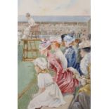 A...Cox (20th Century) British. 'Watching Tennis', Figures Watching Tennis, Watercolour, Signed,