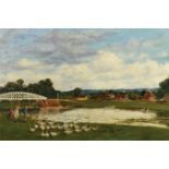 J... Edward Homerville Hague (19th-20th Century) British. "Cookham Moor Common", with Children,