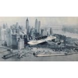 Early 20th Century American School. View of a Plane over the Hudson River, New York, Photographic