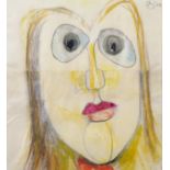 Bernard Meadows (1915-2005) British. "Yellow Face (circa 1939)", Mixed Media on Joined up Paper,