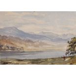 Rene Martin Tomlinson (20th Century) British. A Mountainous River Landscape, Watercolour, Signed, 7"