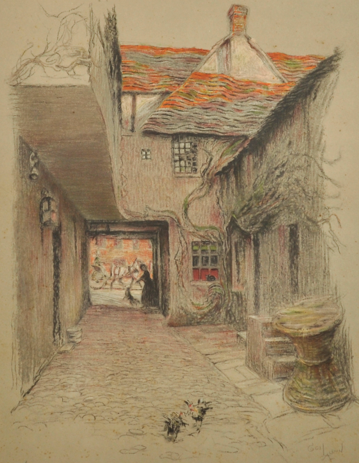 Cecil Aldin (1870-1935) British. "The King's Head, Malmesbury", Print, Signed in Pencil, 15" x 11.