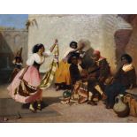 John 'Spanish' Phillip (1817-1867) British. Spanish Musicians, with a Girl Dancing, Oil on Canvas,