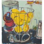 Chloe Cheese (1952 ) British. "Lemons in a Basket", Lithograph, Signed, Inscribed and Numbered 41/