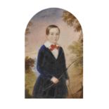 Early 19th Century English School. Study of a Young Boy, holding a Bow and Arrow, Watercolour,