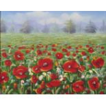 Charles Benolt (20th - 21st Century) European. Poppies in a Field, Oil on Board, Signed, 8" x 10",