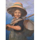 D...Powell (19th - 20th Century) British. Study of a Young Girl carrying a Pail over her Shoulder,