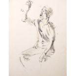 20th Century English School. Study of a Man holding a Vase, Ink and Wash, Unframed, 14.5" x 11", and