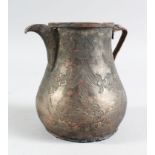 AN 18TH CENTURY OTTOMAN TURKISH TINNED COPPER COFFEE POT, 12cm high.