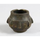 A SMALL 15TH-16TH CENTURY SPANISH BRASS MORTAR, 5cm diameter.