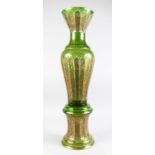 A FINE BOHEMIAN GLASS VASE OR STAND, made for the Persian market with white pearl decoration, 70cm