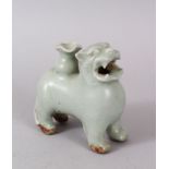 RARE CHINESE CELADON GLAZED JOSS STICK HOLDER, in the form of a foo dog, possibley song dynasty,