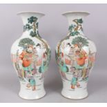 A PAIR OF CHINESE PORCELAIN VASES, enamelled with figures. 40cm high.