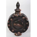 AN UNUSUAL HORN STYLE SNUFF BOTTLE & STOPPER, 3in high overall.