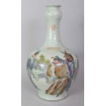 A CHINESE FAMILLE ROSE PORCELAIN BOTTLE VASE, with an onion neck, decorated with seal marks and a