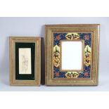 A PERSIAN QAJAR PAINTING ON IVORY set in Khatam frame, image of an elderly man 20cm x 10cm and