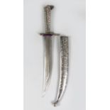 A 19TH CENTURY CAUCASIAN OR OTTOMAN NIELLO DAGGER with engraved steel blade, 37cm long.