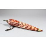 A 19TH CENTURY INDIAN POLYCHROME CARVED IVORY POWDER FLASK in the form of a red pepper, 26cm long.