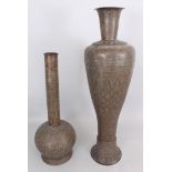 TWO LARGE COPPER VASES, PERSIA, 20TH CENTURY, the larger of baluster form, the other with