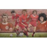 Stephen Doig (1964- ) British. "Liverpool Legends", Pastel, Signed, 12" x 19.75".