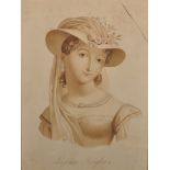 Early 19th Century French School. "La Jeune Anglaise", Portrait of a Young Lady, Pencil and Wash,