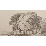 John Sell Cotman (1782-1842) British. "Twickenham", Softground Etching in Black Ink, Inscribed on