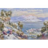 Charles Rowbotham (1826-1904) British. "Lake Maggiore", with Figures in the Foreground, Watercolour,