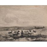 After Narcisse Virgile de la Pena (1807-1876) French. "Wild Horses by a Forrest Pool", Engraving,