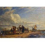 Attributed to William Underhill (act.1848-1870) British. Figures, Horses and a Dog on a Beach,