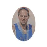 Stephen Doig (1964- ) British. "Steve Redgrave", Pastel, Signed, Oval, 9" x 6".