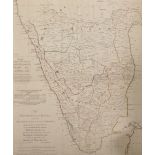 After Major James Rennell (1742-1830) British. "The Peninsula of India", Map, Unframed, 19" x 17",
