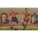 Stephen Doig (1964- ) British. "Wolves Legends", Pastel, Signed, 12" x 19.75".