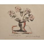 Cecil Collins (1908-1989) British. 'Flowers in a Vase', Mixed Media, Inscribed 'To. Clif and Yoma,