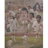 Stephen Doig (1964- ) British. "Ian Botham", Pastel, Signed, 25.75" x 20.75".