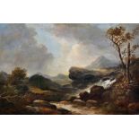 Circle of Joseph Horlor (1809-1887) British. A Rocky River Landscape, Oil on Canvas, 12" x 18".
