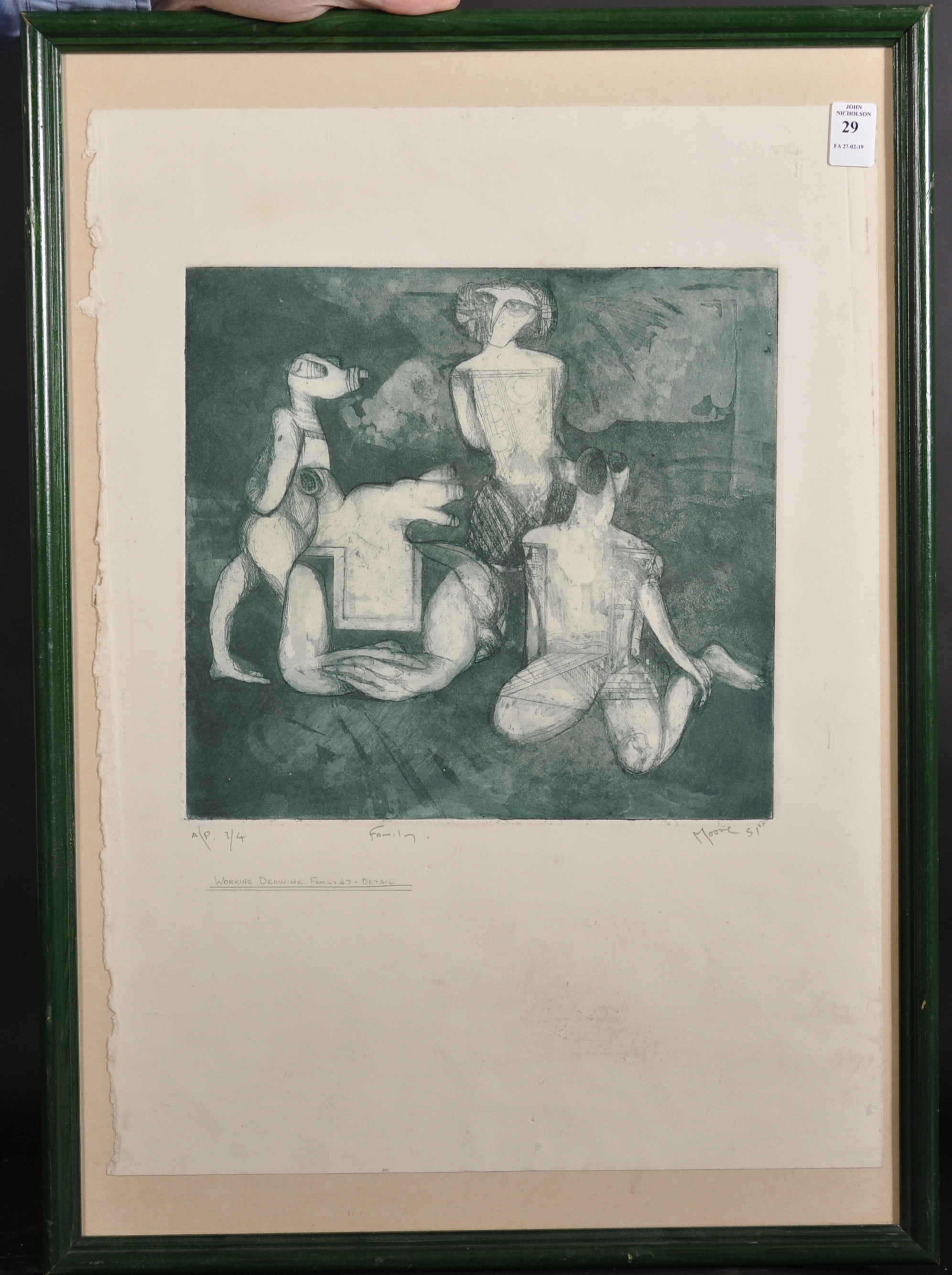 Henry Moore (1898-1986) British. "Family", a Family Group, Lithograph in Colours, Signed, - Image 2 of 5