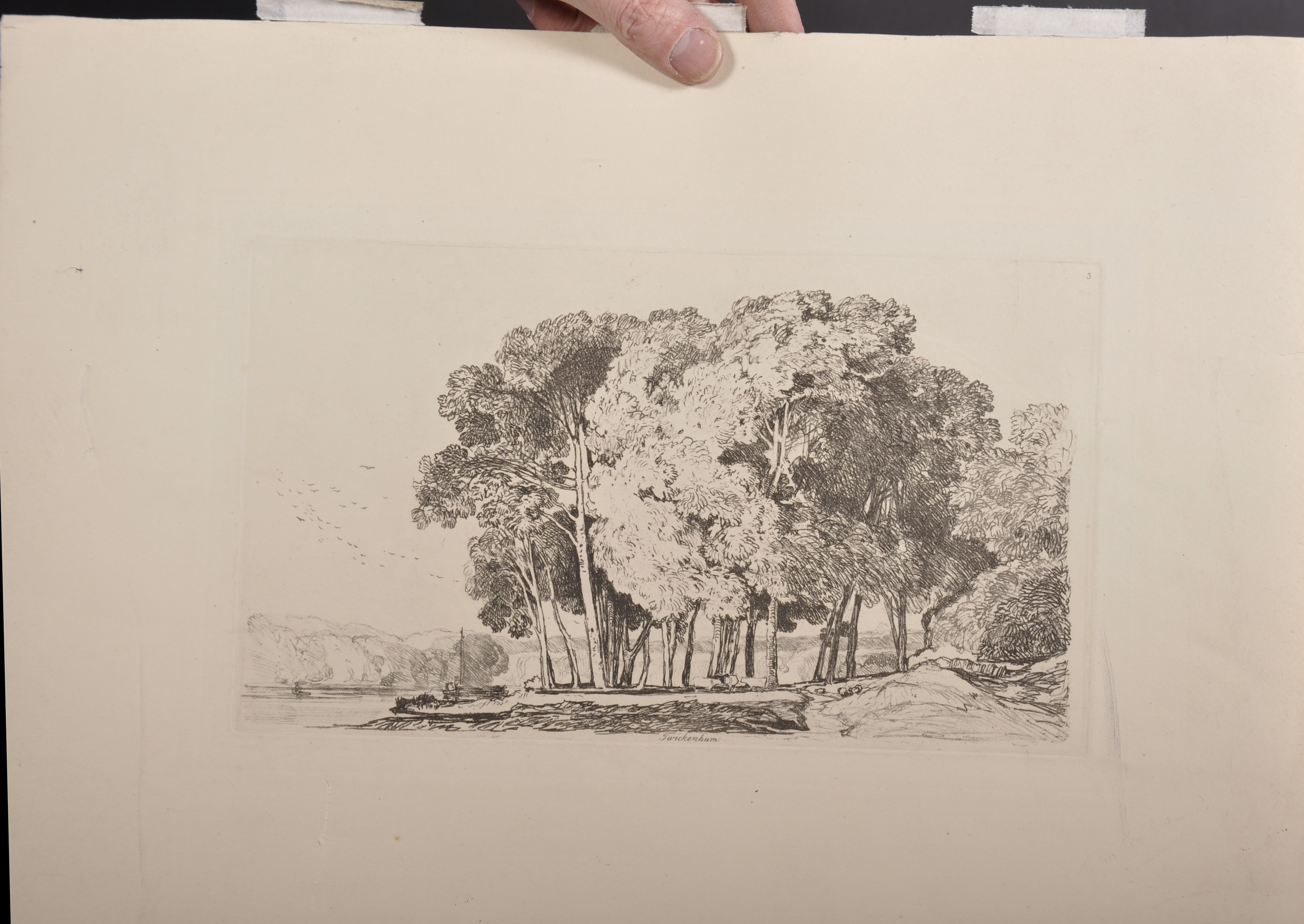John Sell Cotman (1782-1842) British. "Twickenham", Softground Etching in Black Ink, Inscribed on - Image 2 of 3
