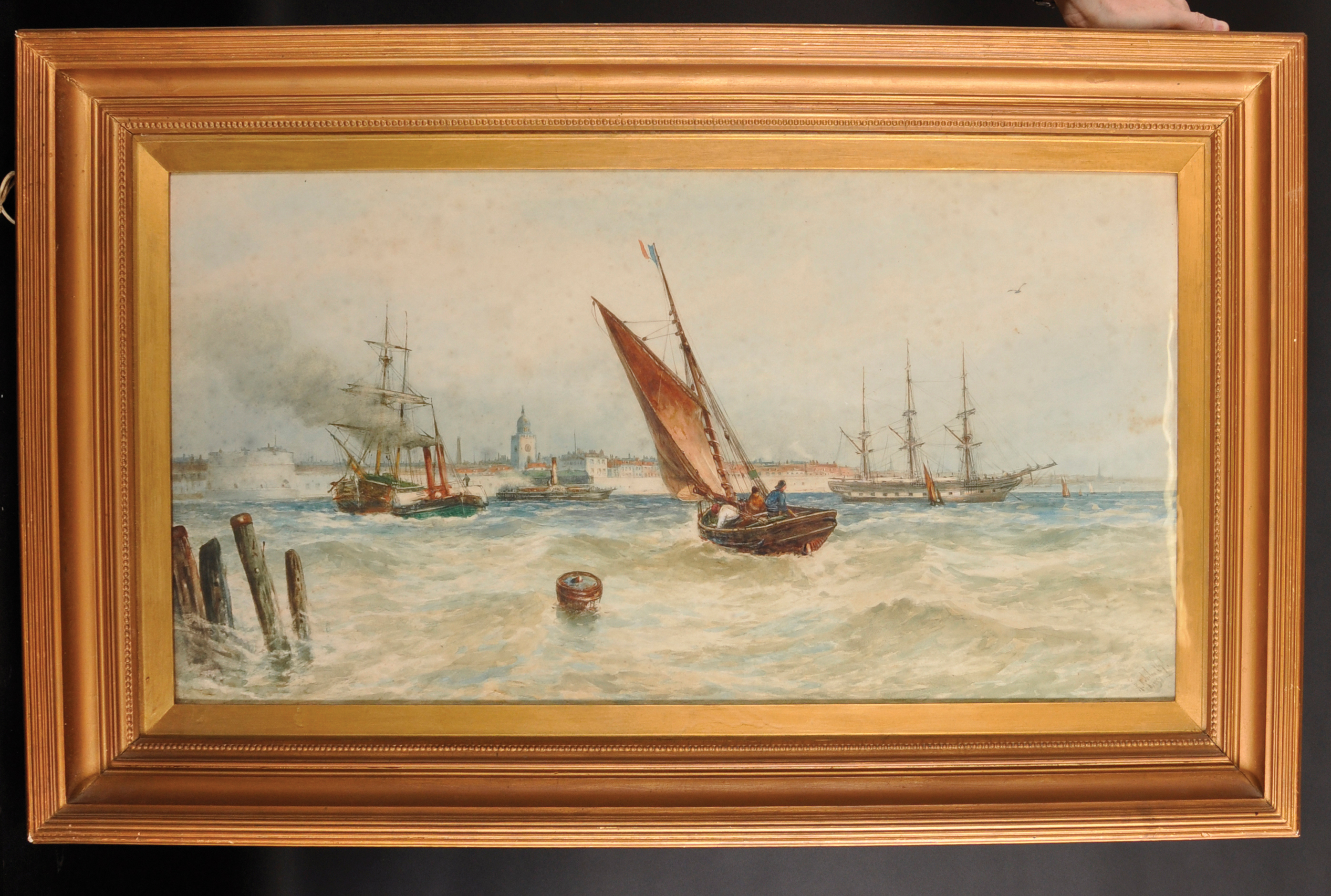 Robert Malcolm Lloyd (1859-1907) British. Shipping near a French Harbour, Watercolour, Signed and - Image 2 of 4