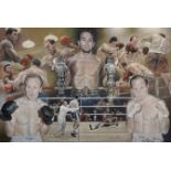 Stephen Doig (1964- ) British. "Henry Cooper", a Montage of the Boxer, Pastel, Signed, 15.5" x 23".