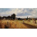 Follower of Walter Wallor Caffyn (1845-1898) British. "Harvest Time - Pitsea, Essex", Oil on