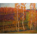 Stanislav Boleslavovich Kachalski (1915-1986) Russian. "Autumn", Trees in an Autumnal Landscape, Oil