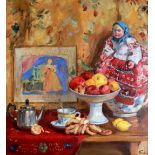 Boris Mikhaelovitch Lavrenko (1920-2000) Russian. "Still Life for the Tea", Oil on Canvas, Signed in