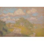 Early 20th Century French School. A Summer Landscape, with a Hay Cart on the Path, Pastel, 9" x 13.