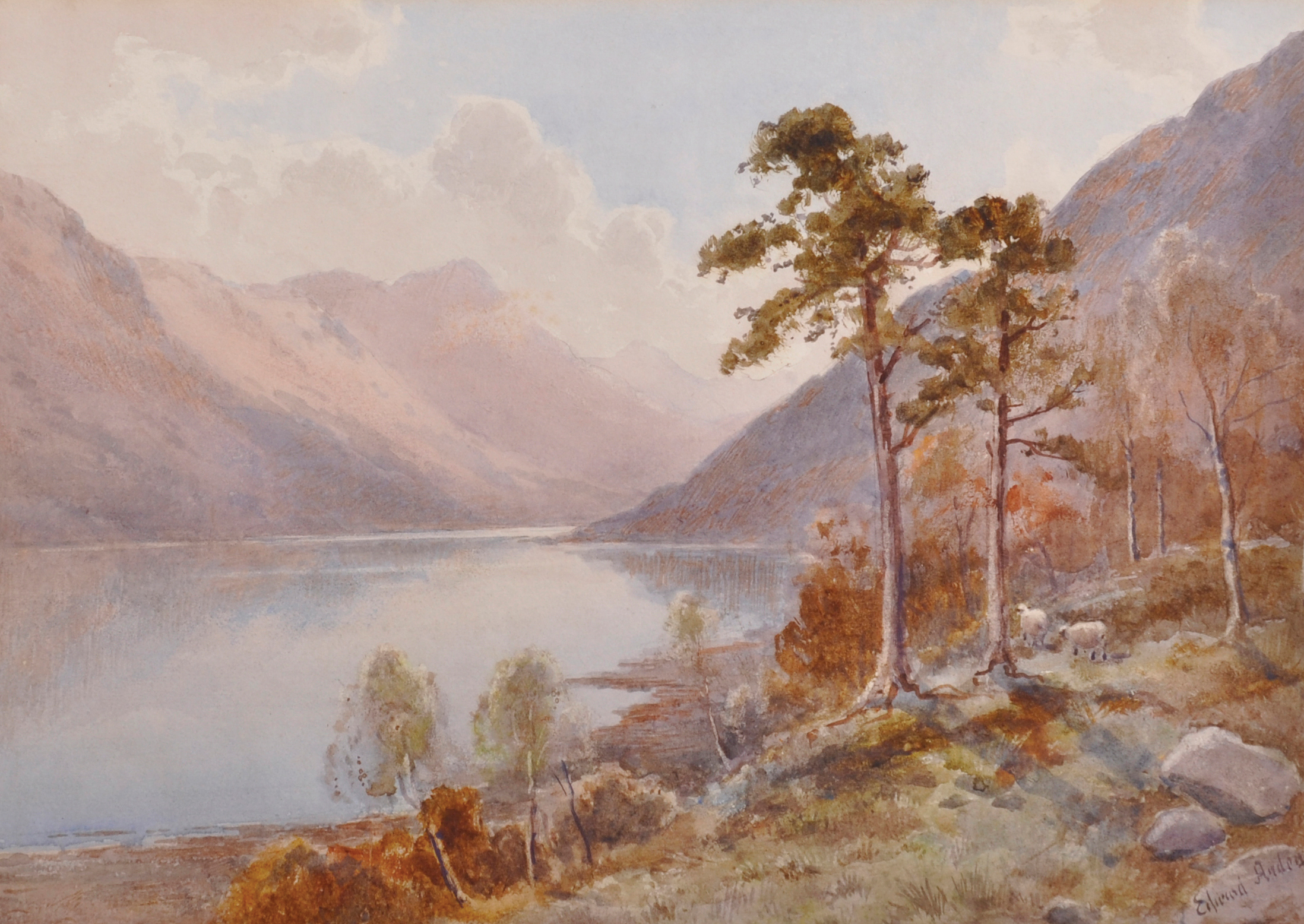 Edward Tucker (1830-1909) British. "View on Loch Long", Watercolour, Signed, and Inscribed on a