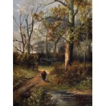 G...Perrin (19th-20th Century) British. A River Landscape, with a Figure on a Path, Oil on Canvas,