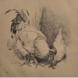 Winifred Marie Louise Austin (1876-1964) British. "Chickens", Etching, Signed in Pencil, 8.75" x 8.
