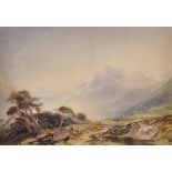 Anthony Vandye Copley Fielding (1787-1855) British. A Mountainous River Landscape, with Figures